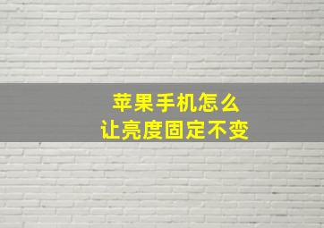 苹果手机怎么让亮度固定不变