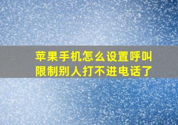 苹果手机怎么设置呼叫限制别人打不进电话了