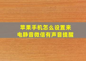 苹果手机怎么设置来电静音微信有声音提醒