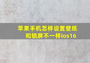 苹果手机怎样设置壁纸和锁屏不一样ios16