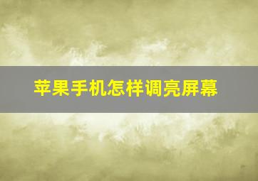 苹果手机怎样调亮屏幕