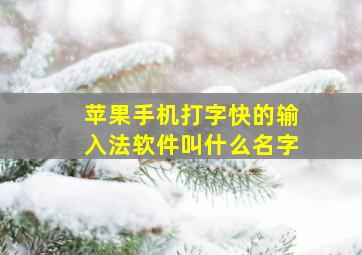 苹果手机打字快的输入法软件叫什么名字