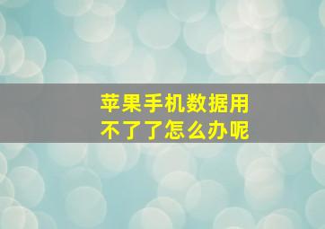 苹果手机数据用不了了怎么办呢