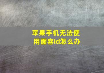 苹果手机无法使用面容id怎么办