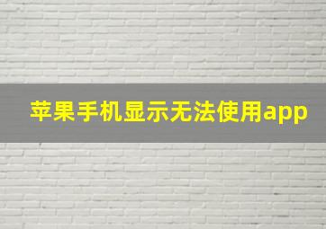 苹果手机显示无法使用app