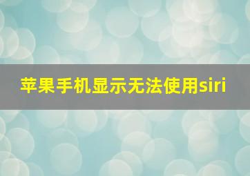 苹果手机显示无法使用siri