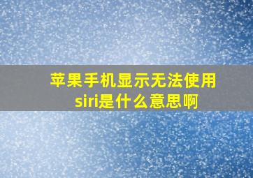 苹果手机显示无法使用siri是什么意思啊