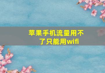 苹果手机流量用不了只能用wifi