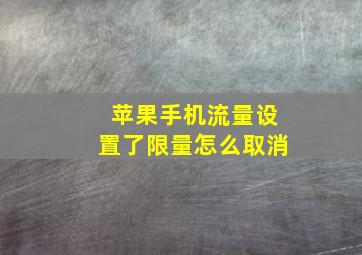 苹果手机流量设置了限量怎么取消