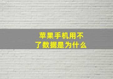 苹果手机用不了数据是为什么