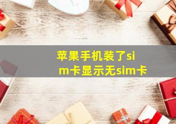 苹果手机装了sim卡显示无sim卡