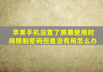 苹果手机设置了屏幕使用时间限制密码但是没有用怎么办