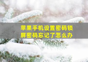 苹果手机设置密码锁屏密码忘记了怎么办