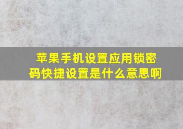 苹果手机设置应用锁密码快捷设置是什么意思啊