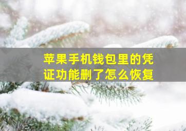 苹果手机钱包里的凭证功能删了怎么恢复