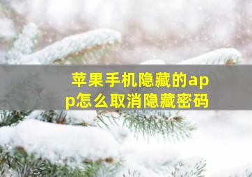 苹果手机隐藏的app怎么取消隐藏密码