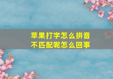 苹果打字怎么拼音不匹配呢怎么回事