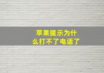 苹果提示为什么打不了电话了