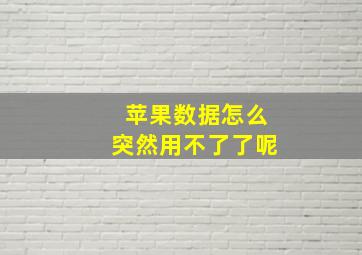 苹果数据怎么突然用不了了呢