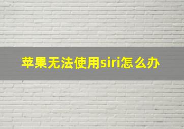 苹果无法使用siri怎么办