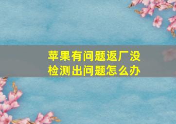 苹果有问题返厂没检测出问题怎么办