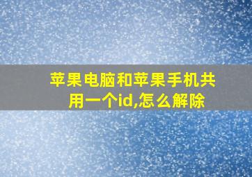 苹果电脑和苹果手机共用一个id,怎么解除