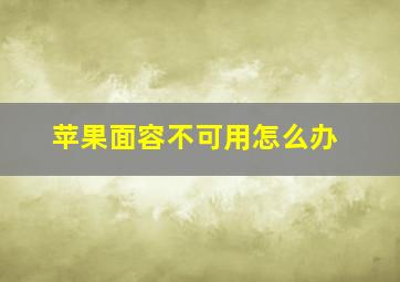 苹果面容不可用怎么办