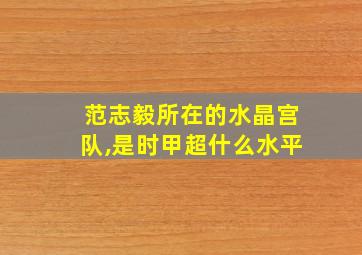 范志毅所在的水晶宫队,是时甲超什么水平