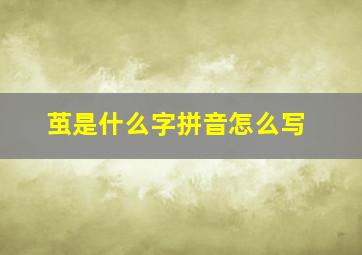 茧是什么字拼音怎么写