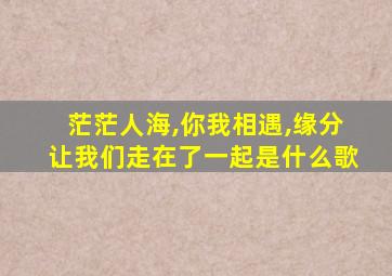 茫茫人海,你我相遇,缘分让我们走在了一起是什么歌