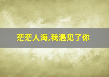 茫茫人海,我遇见了你