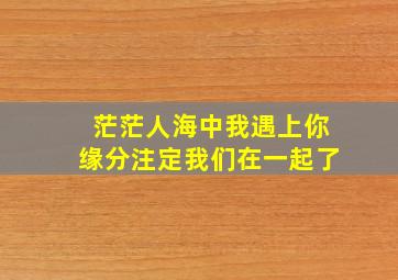 茫茫人海中我遇上你缘分注定我们在一起了