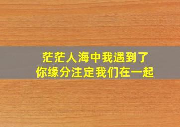 茫茫人海中我遇到了你缘分注定我们在一起