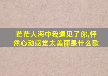 茫茫人海中我遇见了你,怦然心动感觉太美丽是什么歌