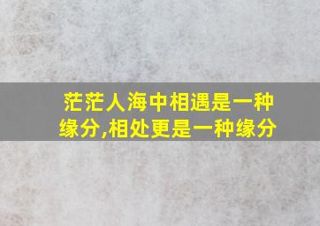 茫茫人海中相遇是一种缘分,相处更是一种缘分