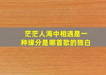 茫茫人海中相遇是一种缘分是哪首歌的独白