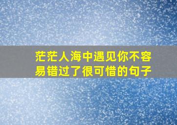 茫茫人海中遇见你不容易错过了很可惜的句子