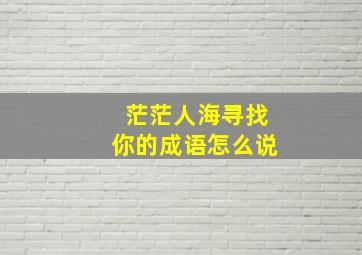 茫茫人海寻找你的成语怎么说