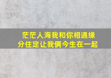 茫茫人海我和你相遇缘分住定让我俩今生在一起