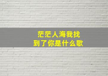 茫茫人海我找到了你是什么歌