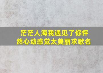 茫茫人海我遇见了你怦然心动感觉太美丽求歌名