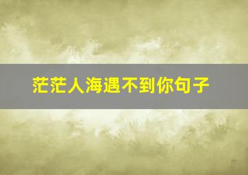 茫茫人海遇不到你句子