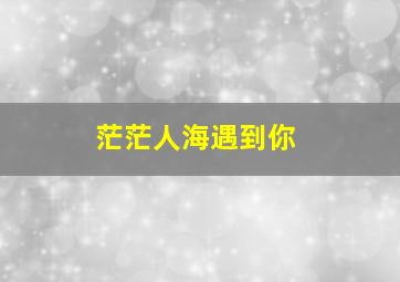 茫茫人海遇到你