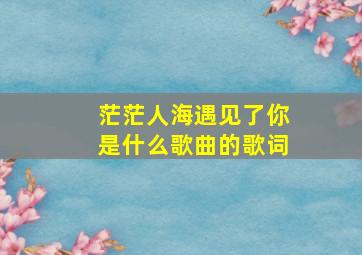 茫茫人海遇见了你是什么歌曲的歌词