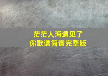 茫茫人海遇见了你歌谱简谱完整版