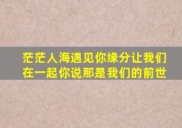 茫茫人海遇见你缘分让我们在一起你说那是我们的前世