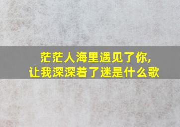 茫茫人海里遇见了你,让我深深着了迷是什么歌