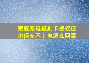 荣威充电桩刷卡授权成功但充不上电怎么回事