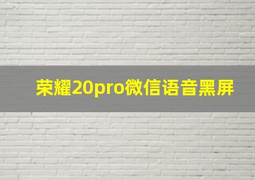 荣耀20pro微信语音黑屏