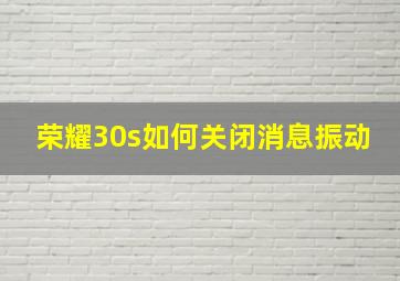 荣耀30s如何关闭消息振动